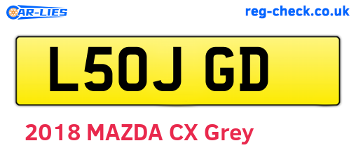 L50JGD are the vehicle registration plates.