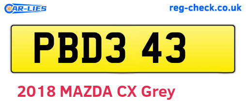 PBD343 are the vehicle registration plates.