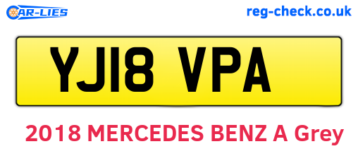 YJ18VPA are the vehicle registration plates.