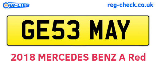 GE53MAY are the vehicle registration plates.