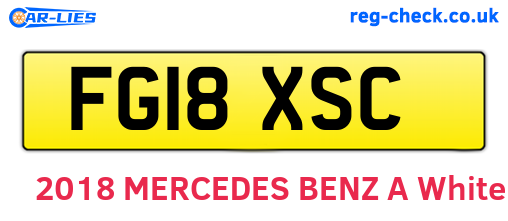 FG18XSC are the vehicle registration plates.