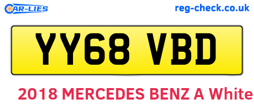 YY68VBD are the vehicle registration plates.