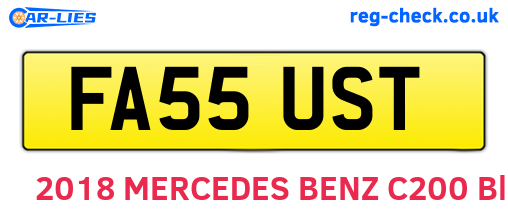 FA55UST are the vehicle registration plates.