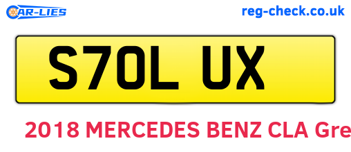 S70LUX are the vehicle registration plates.
