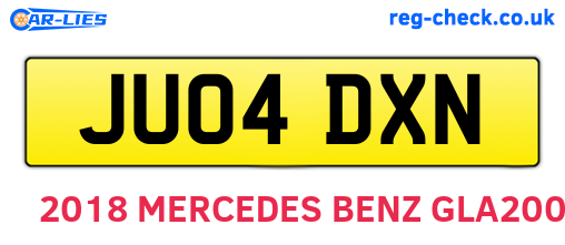 JU04DXN are the vehicle registration plates.