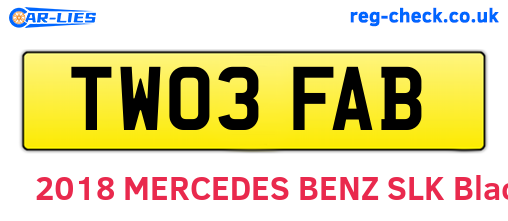 TW03FAB are the vehicle registration plates.