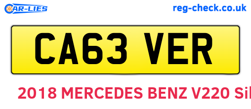CA63VER are the vehicle registration plates.