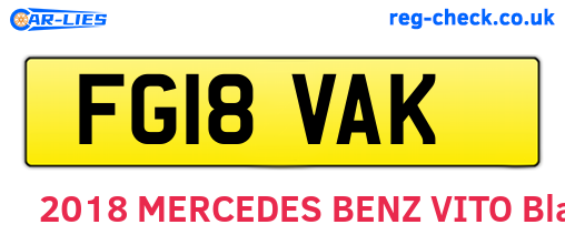 FG18VAK are the vehicle registration plates.