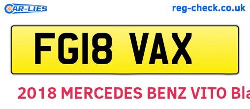 FG18VAX are the vehicle registration plates.