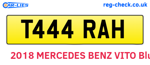 T444RAH are the vehicle registration plates.