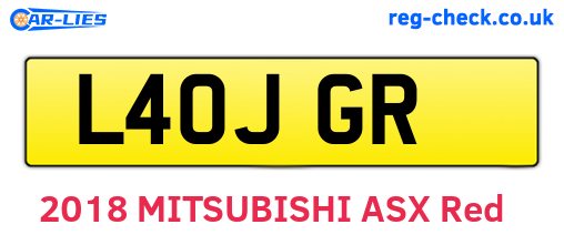 L40JGR are the vehicle registration plates.
