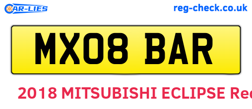 MX08BAR are the vehicle registration plates.