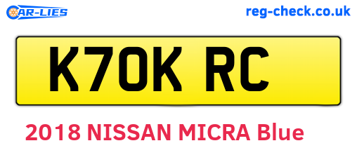 K70KRC are the vehicle registration plates.