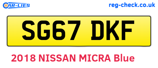 SG67DKF are the vehicle registration plates.