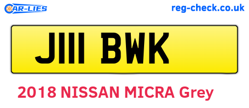 J111BWK are the vehicle registration plates.