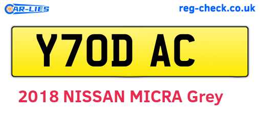 Y70DAC are the vehicle registration plates.