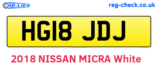 HG18JDJ are the vehicle registration plates.