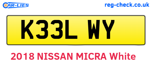 K33LWY are the vehicle registration plates.