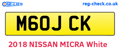 M60JCK are the vehicle registration plates.