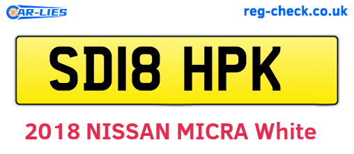 SD18HPK are the vehicle registration plates.