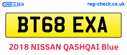 BT68EXA are the vehicle registration plates.