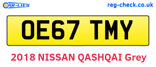 OE67TMY are the vehicle registration plates.