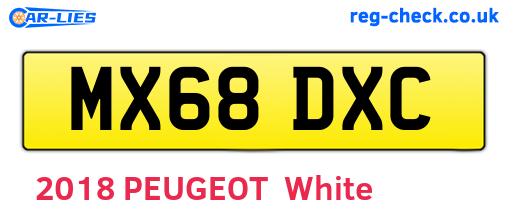 MX68DXC are the vehicle registration plates.