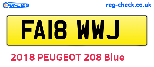 FA18WWJ are the vehicle registration plates.