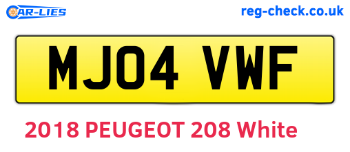 MJ04VWF are the vehicle registration plates.