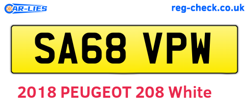 SA68VPW are the vehicle registration plates.