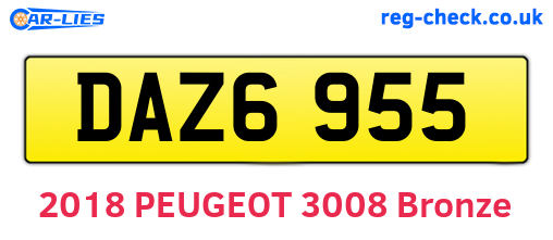 DAZ6955 are the vehicle registration plates.