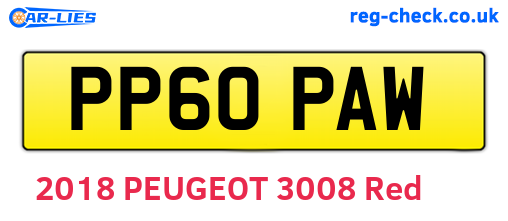 PP60PAW are the vehicle registration plates.
