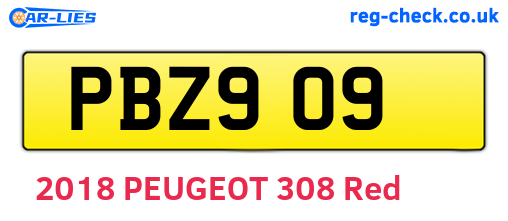 PBZ909 are the vehicle registration plates.