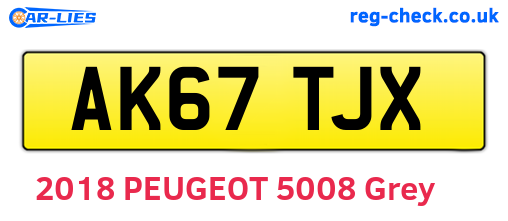 AK67TJX are the vehicle registration plates.