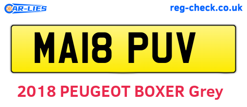 MA18PUV are the vehicle registration plates.