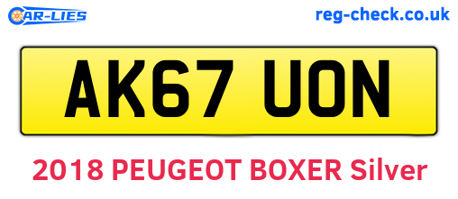 AK67UON are the vehicle registration plates.