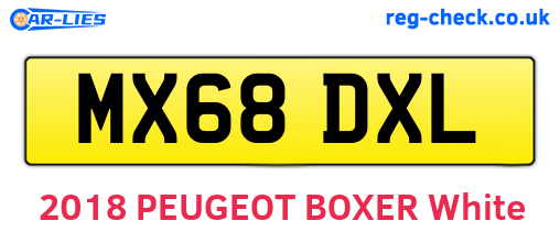 MX68DXL are the vehicle registration plates.