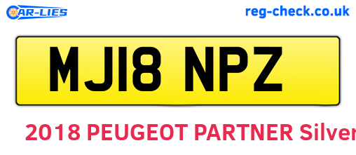 MJ18NPZ are the vehicle registration plates.