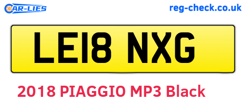 LE18NXG are the vehicle registration plates.