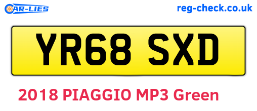 YR68SXD are the vehicle registration plates.