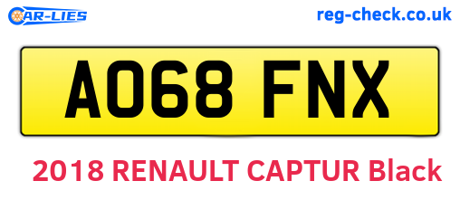 AO68FNX are the vehicle registration plates.