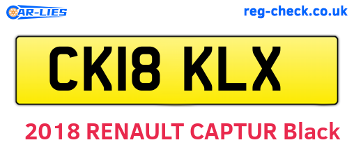 CK18KLX are the vehicle registration plates.