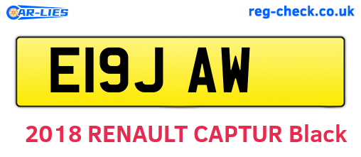 E19JAW are the vehicle registration plates.