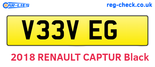 V33VEG are the vehicle registration plates.