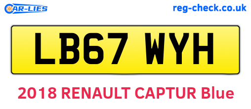 LB67WYH are the vehicle registration plates.