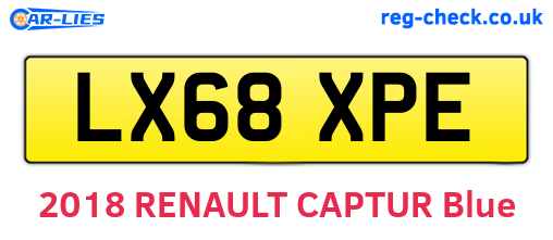 LX68XPE are the vehicle registration plates.