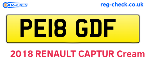 PE18GDF are the vehicle registration plates.