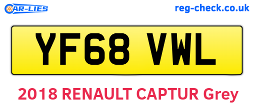 YF68VWL are the vehicle registration plates.