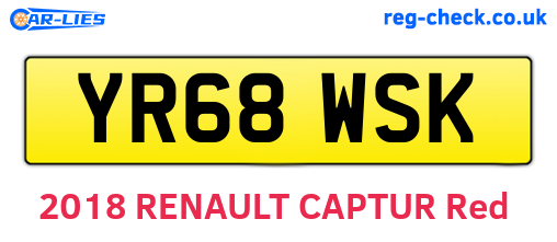 YR68WSK are the vehicle registration plates.
