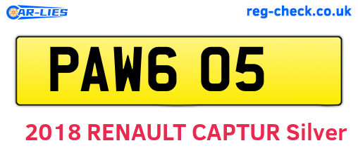 PAW605 are the vehicle registration plates.